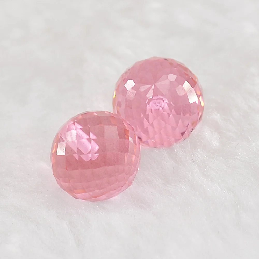 Wholesale price glass stone bead pink with hole synthetic loose Nanosital gemstone