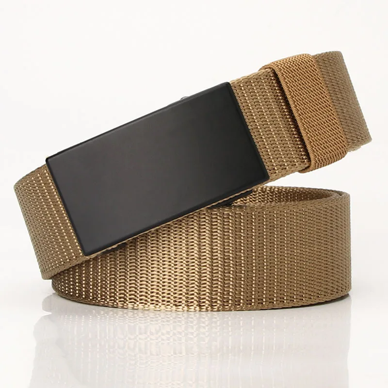 Wholesale Trend men Canvas belt New Unisex Alloy automatic buckle casual Waist belts Fashion Male Daily Use belts