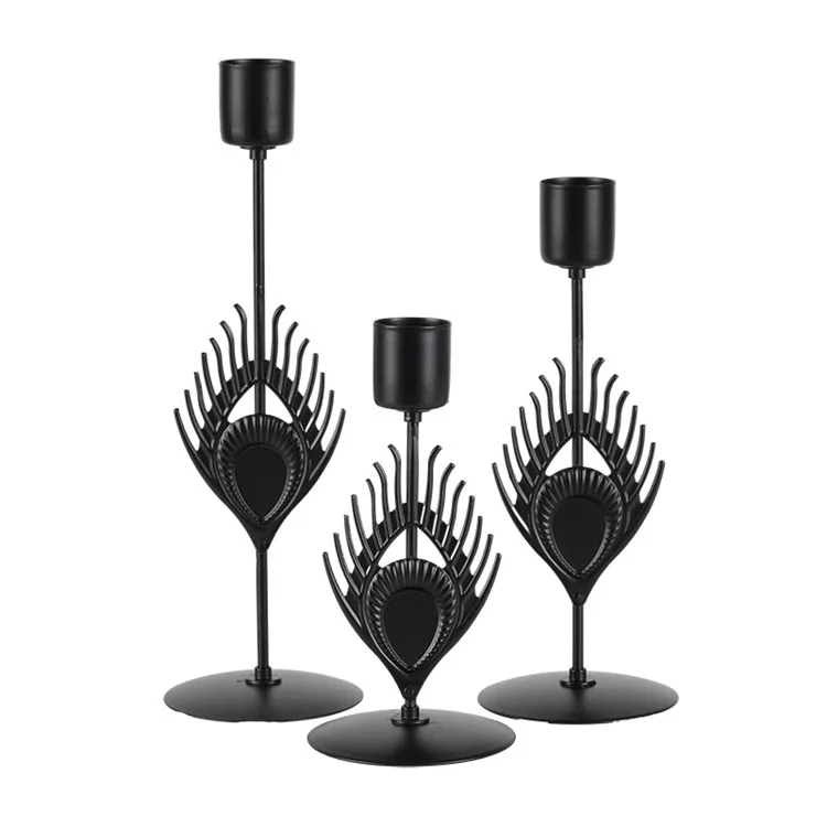 Vintage Wedding Pillar Metal Candle Holder Feather Tealight Table Candle Holder Candlestick Centerpieces For Wedding Table