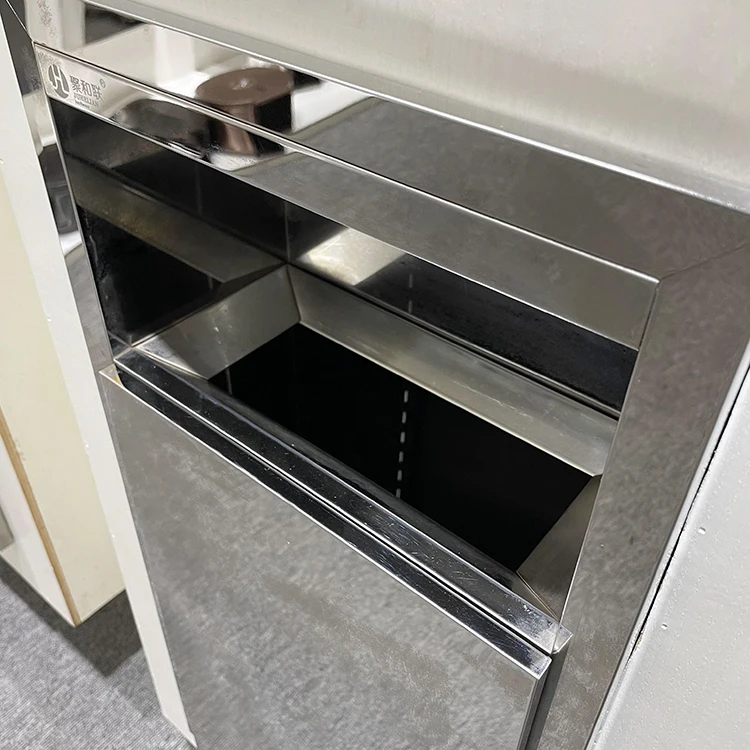 Stainless steel SUS304 toilet recessed wall mounted waste paper bin dustbin receptacle for home hotel