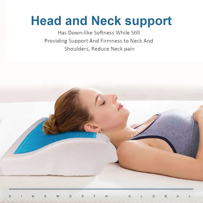 Kingworth High Quality Sleeping Gel Infused Memory Foam Ergonomic Cooling pillow Cool Orthopedic Neck Pillow With Gel