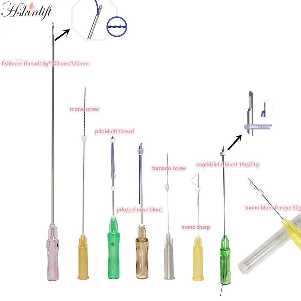 2022 Hot selling faden ifting absorbable PDO korea thread for wrinkles between Eyebrows eye bags 18G 100MM V Shape lifting