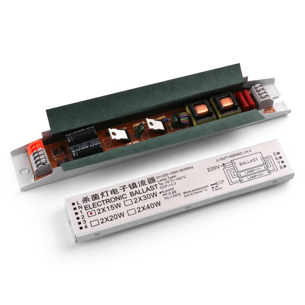  220-240V AC 2x15W 2x18W 2x20W 2x30W 2x36W 2x40W 2x55W 2x58W Напряжение T8 uv флуоресцентная лампа lifht спрятанный электронный