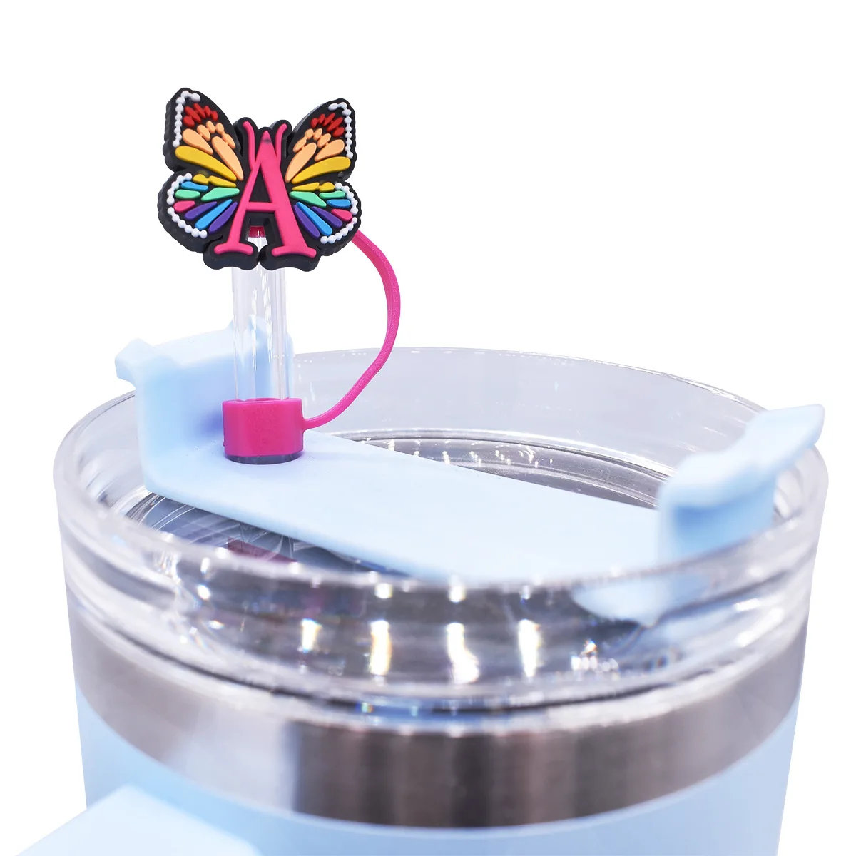 10mm Letter butterfly Dustproof Straw Cap Diy Creative Cartoon Straw Decoration Buckle Pvc Soft Glue Straw Plug