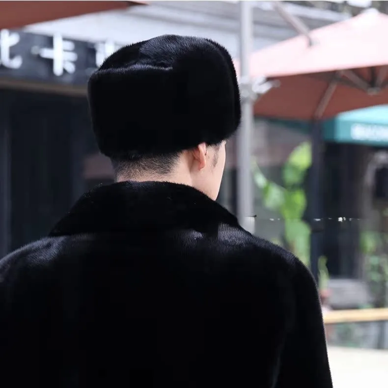 Custom Winter Hats Winter Warm Fur Soft Keep Warming Men Mink Fur Leather Winter Hats With Earflap