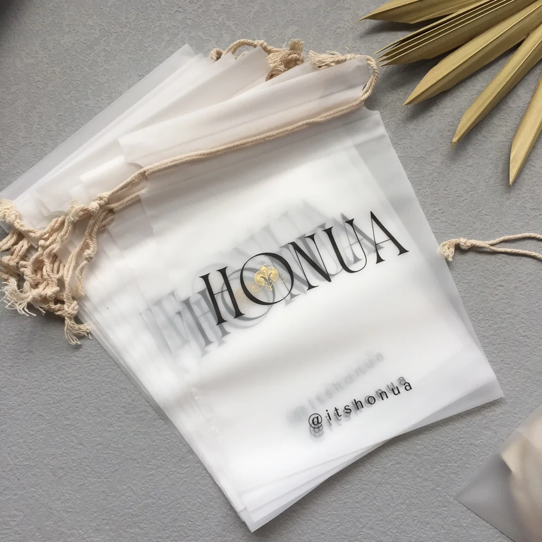 Biodegradable bag Plastic PVC drawstring bag Frosted EVA custom printing clothing packaging bag