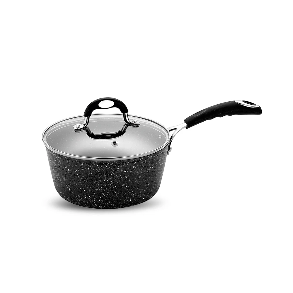 Non Stick Aluminum Kitchenware Cook Set Non-Stick  marble Coating Non-stick Soup Pot Pan Wholesale