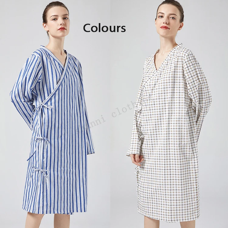 Skin-firendly comfortable adults medical theatre cotton hospital clothing patient dress patient dressing gown