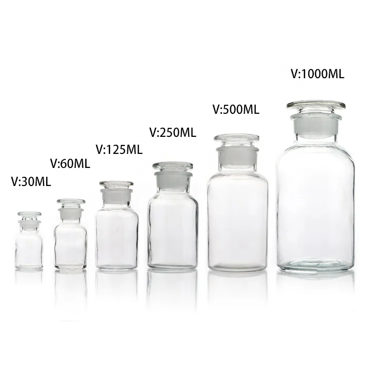 Customize 1oz 2oz 4oz 8oz 160z 32oz clear laboratory glass bottles apothecary Bottle Pharmacy Reagent Bottle