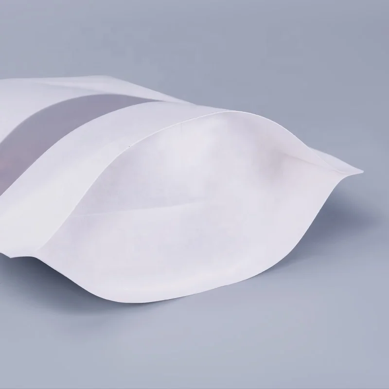 Ziplock White Kraft Craft Paper Standing Up Pouches Food Packaging Zipper kraft paper Bags With Window