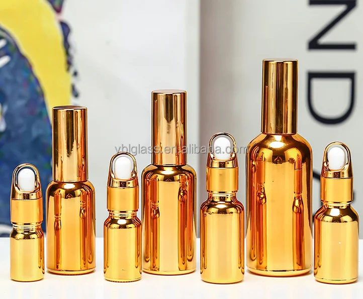 15ml set skin cream toner plated gold glass bottle 30ml personal care cosmetic moisturiser metal high quality shiny pump