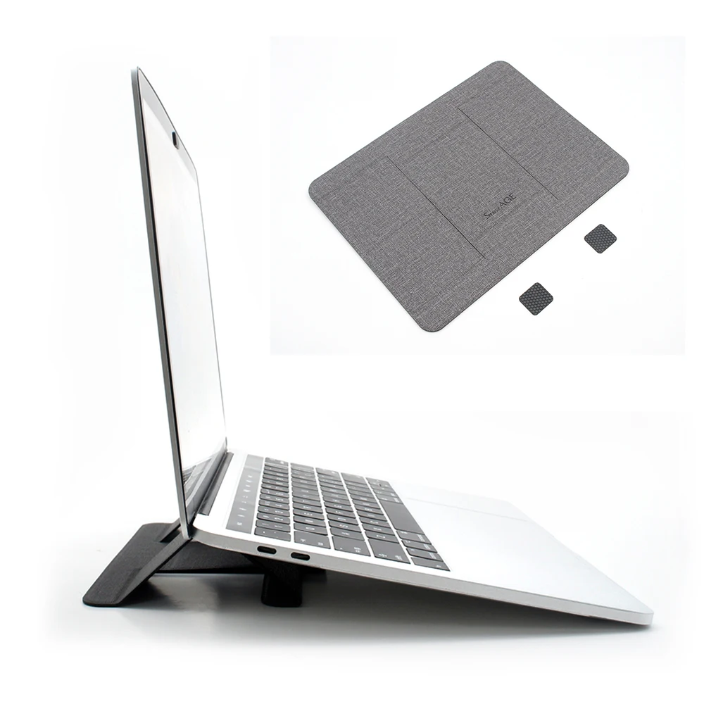 Anti-slide PU Leather Foldable Double Pyramid Laptop Stand for Notebooks