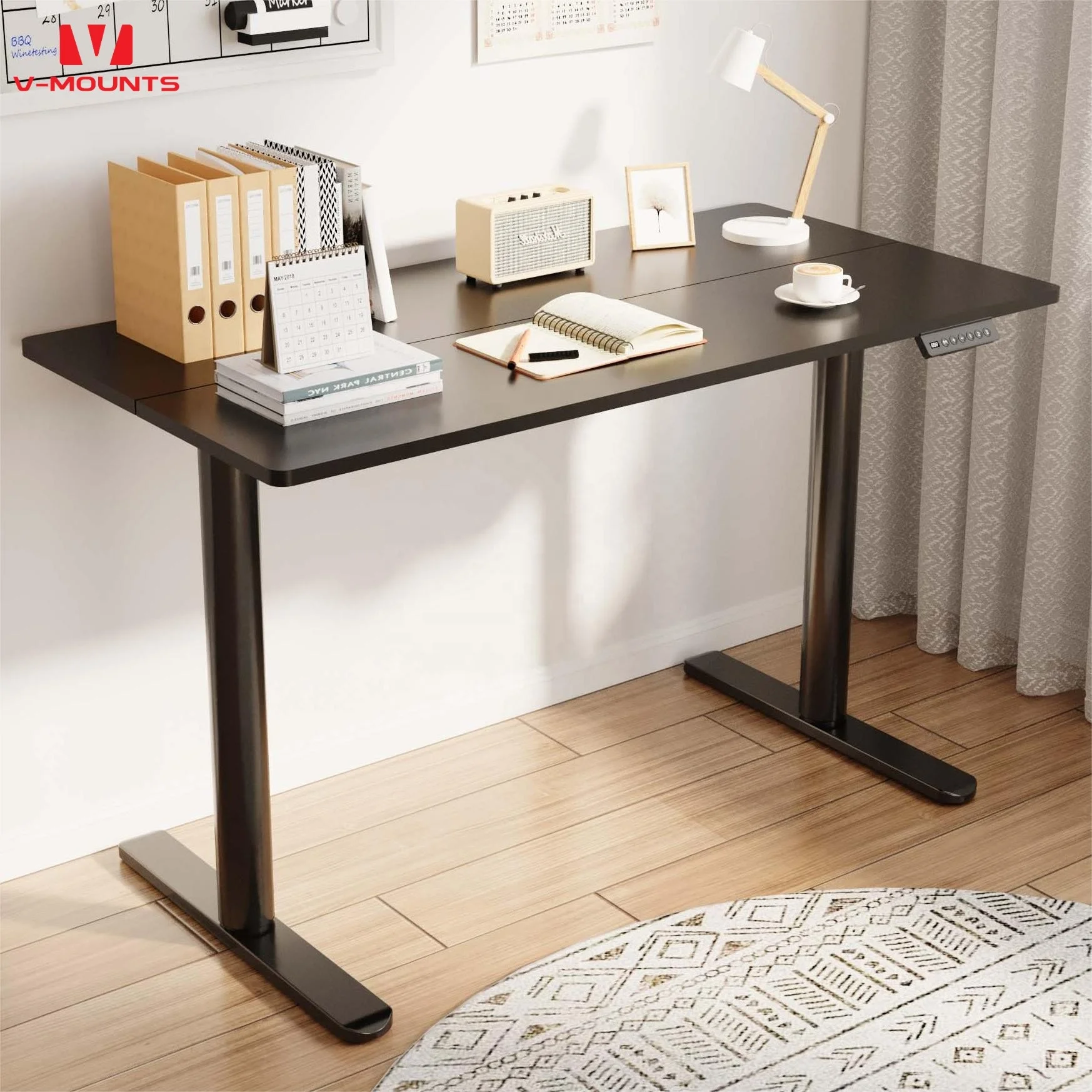 V-mounts dual motors ergonomic electric standing desk for office,home,gaming room, hotel JSD2-03-2P