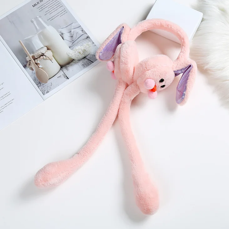 Hot Sale Outdoor Sport Festival Winter Warmth Party Funny Cute Rabbit Ear Moving Ear Muffs Women