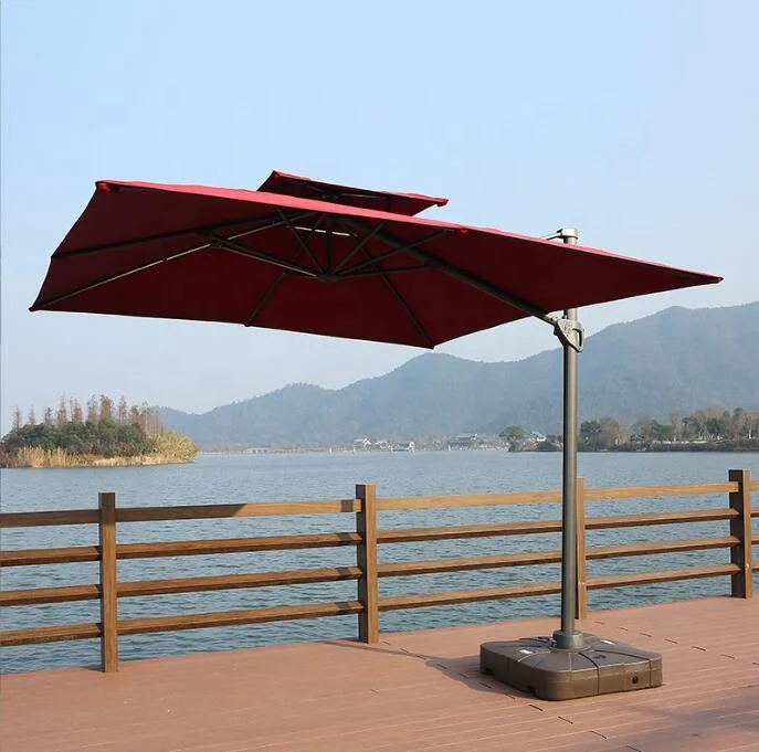 Large size square shaped garden courtyard beach aluminum alloy stand with strong base outdoor umbrella