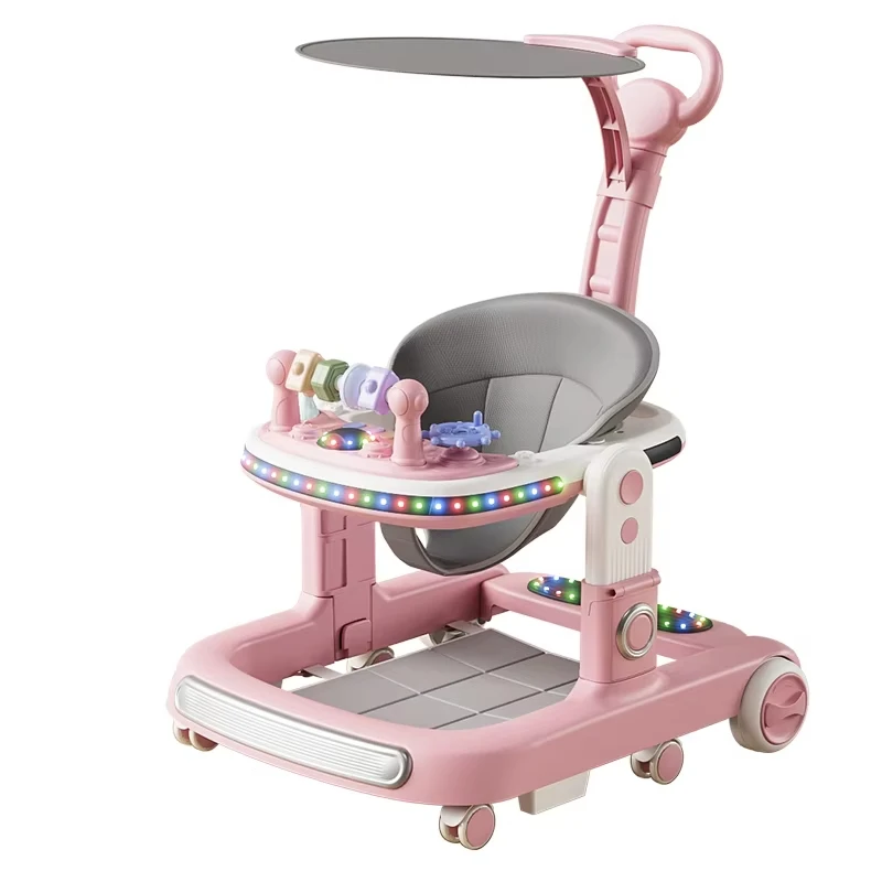 2024 Multifunctional 4 In 1 Baby Push Walker Trolley With Wheels and Seat & Canopy