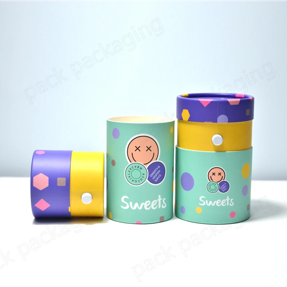 Biodegradable Custom Food Grade Candy Child Resistant Packaging Paper Tube cylinder cardboard container