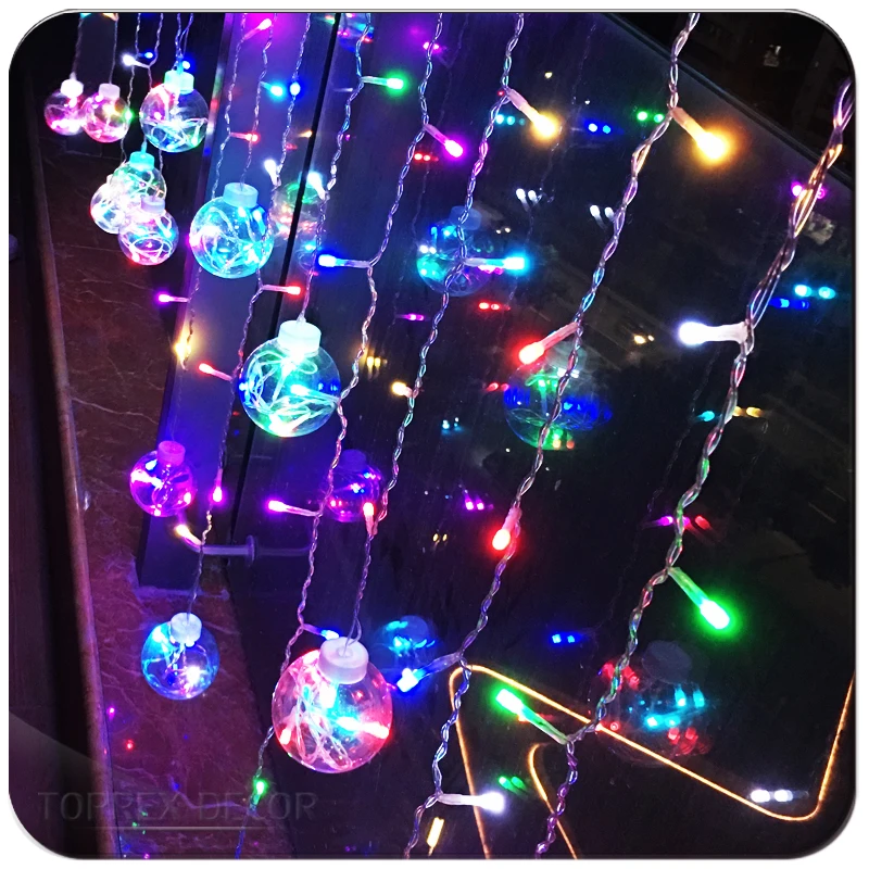 Holiday outdoor 100 led pvc string light 50m party Christmas Ball Fairy Icicle Curtain chasing light string For Home Decoration
