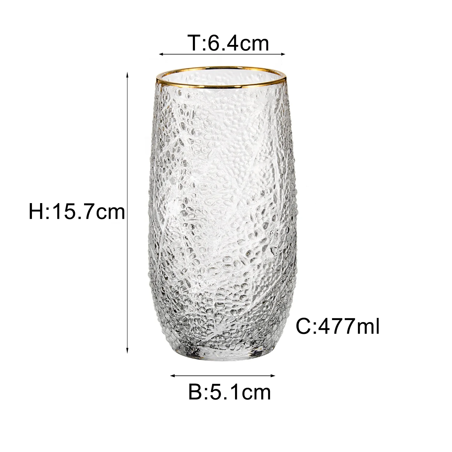1000ML Large Capacity Glass Drinking Water Cup Tumbler Bedside Bottles Pitcher Jug Set with Gold Rim
