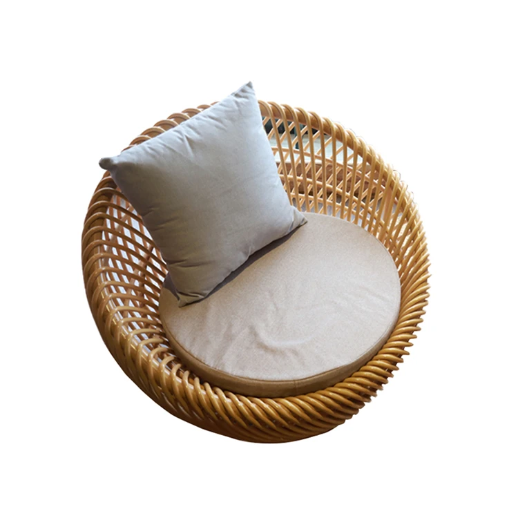 Home Furniture Natural Rattan Weaving chair Outdoor Garden Swing Rattan Chair Single Patio Round Sofa Chair