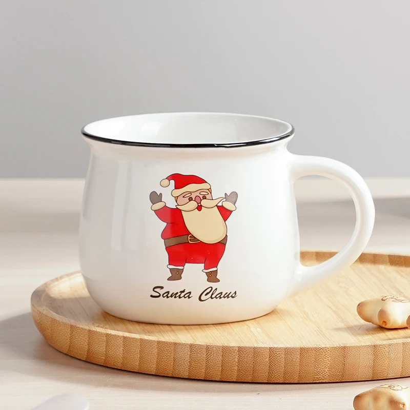 Christmas Santa Snowman Ceramic Mug Simple Polka-dot Design Ceramic Nordic Cup Ceramic Coffee Mug