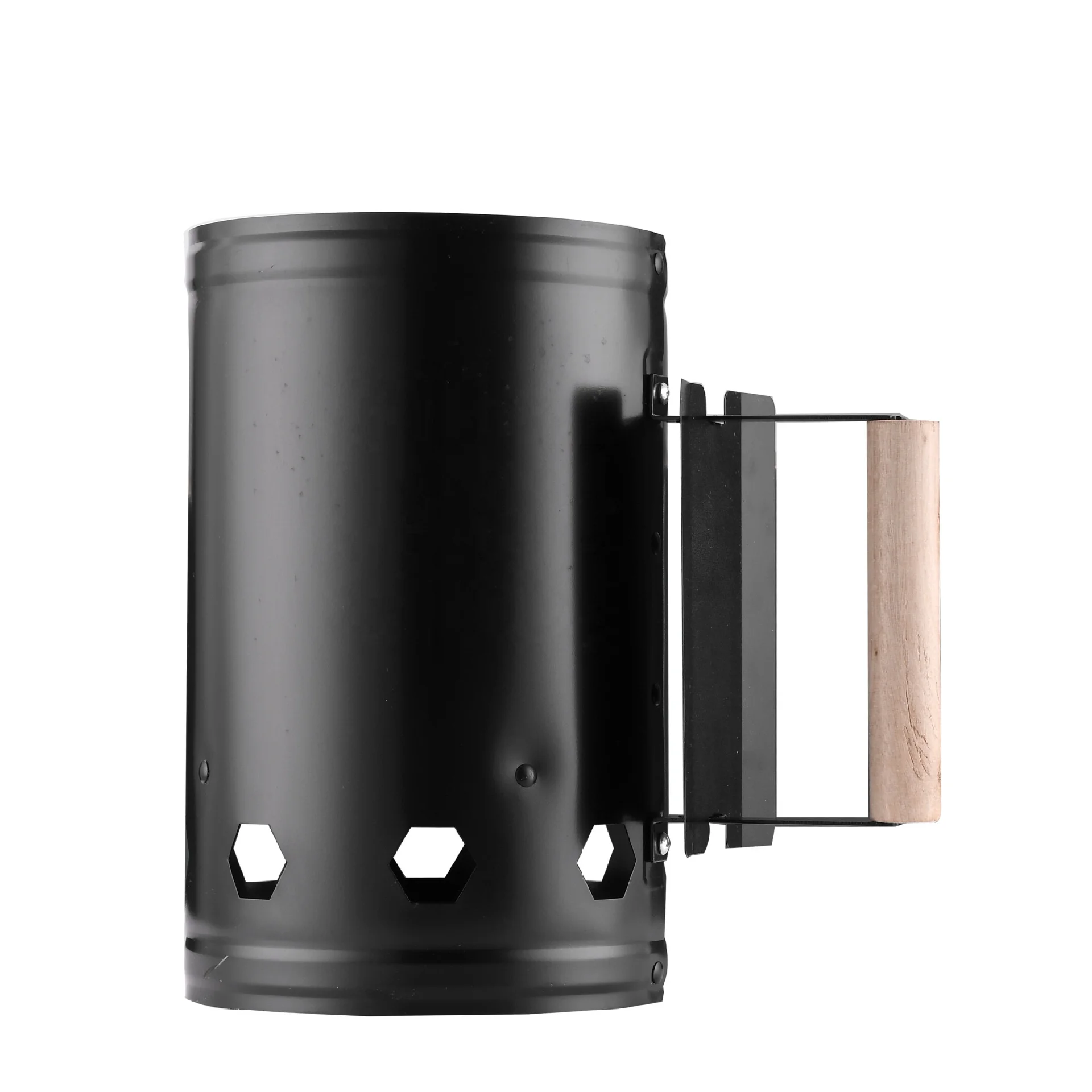 Heatproof Charcoal Fire Starter Bucket Comfortable Wooden Handle Chimney