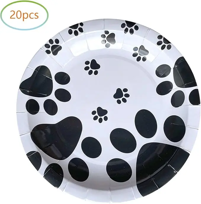 40 Pieces Dog Paw Print Birthday Party Supplies20 plates and 20 napkins Birthday party decorations for Kids Baby Showercustomize