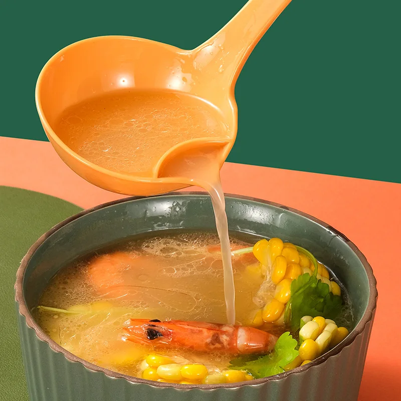Soup Fat Oil Separator Ladles Skimmer Spoon Soup Colander for Kitchen with Heat Insulation Anti-scalding