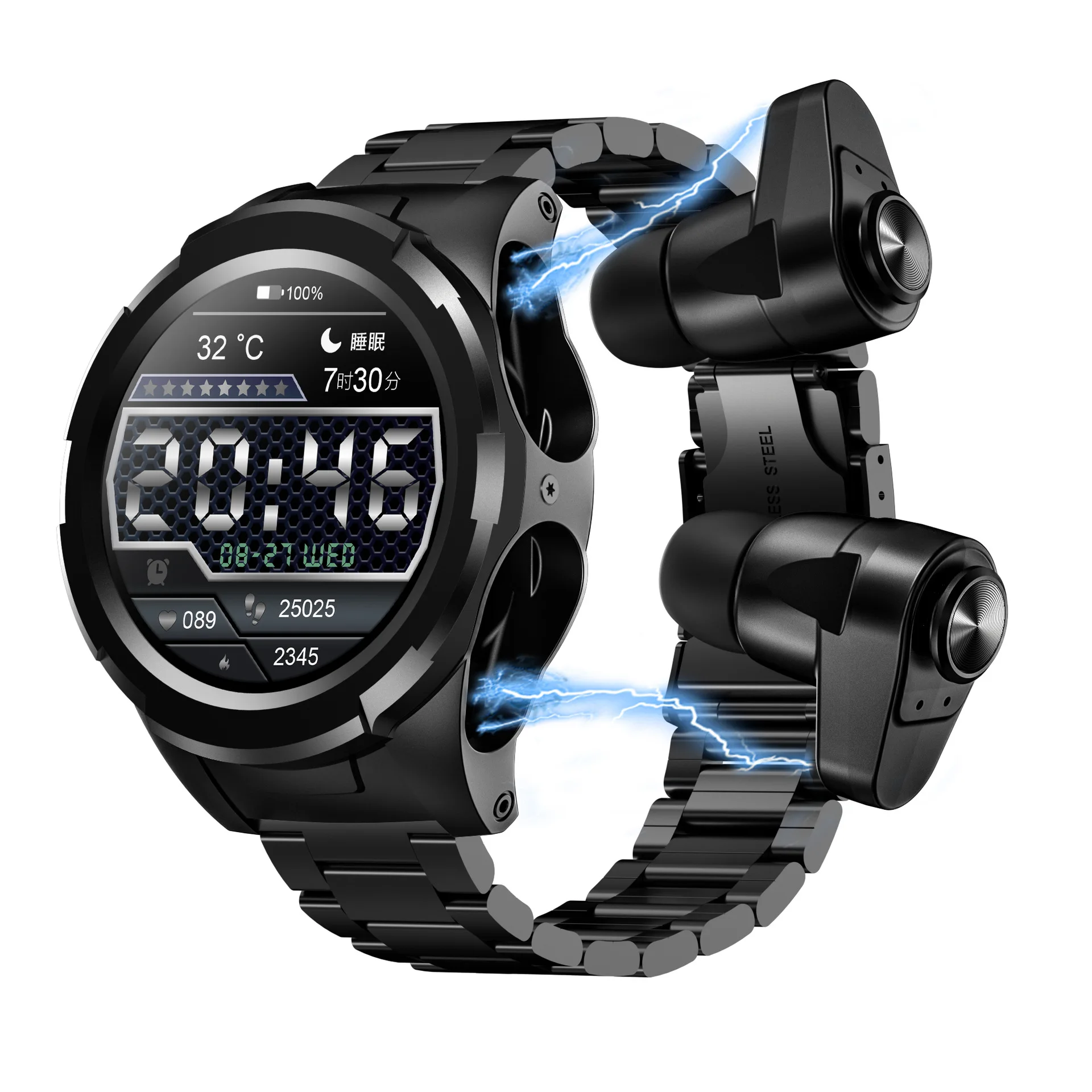 Заводская Прямая поставка S201 Pro JM06 2 в 1 Спортивные Смарт-часы с беспроводными наушниками-вкладышами пульсометр кровяное давление Смарт-часы
