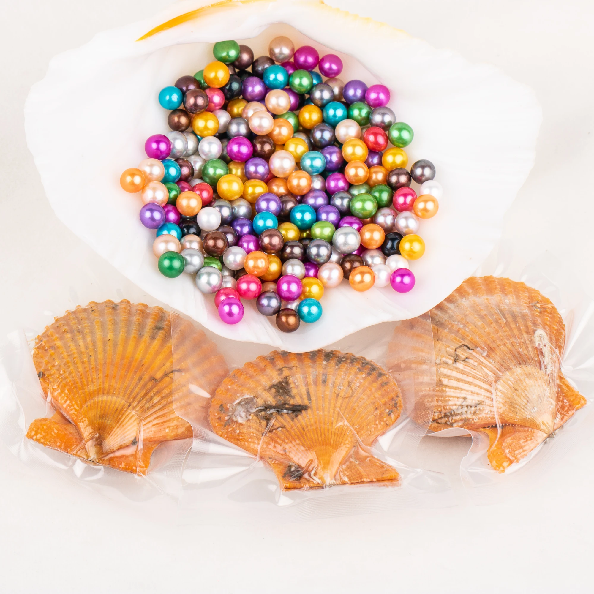 Natural Pearl Freshwater Cultured Pearl Oyster with 7-8 mm round 4a+ grade DIY Birthday Gifts Vacuum-Packed
