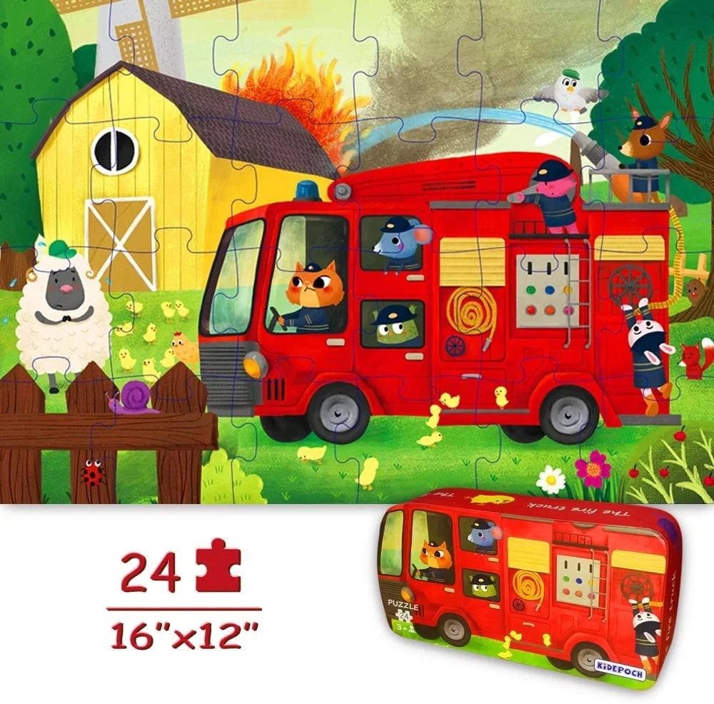Educational Kids Toys 3d puzzle 24 Pieces Large Fire Truck jigsaw puzzle Develop Brain Learning Games Puzzle