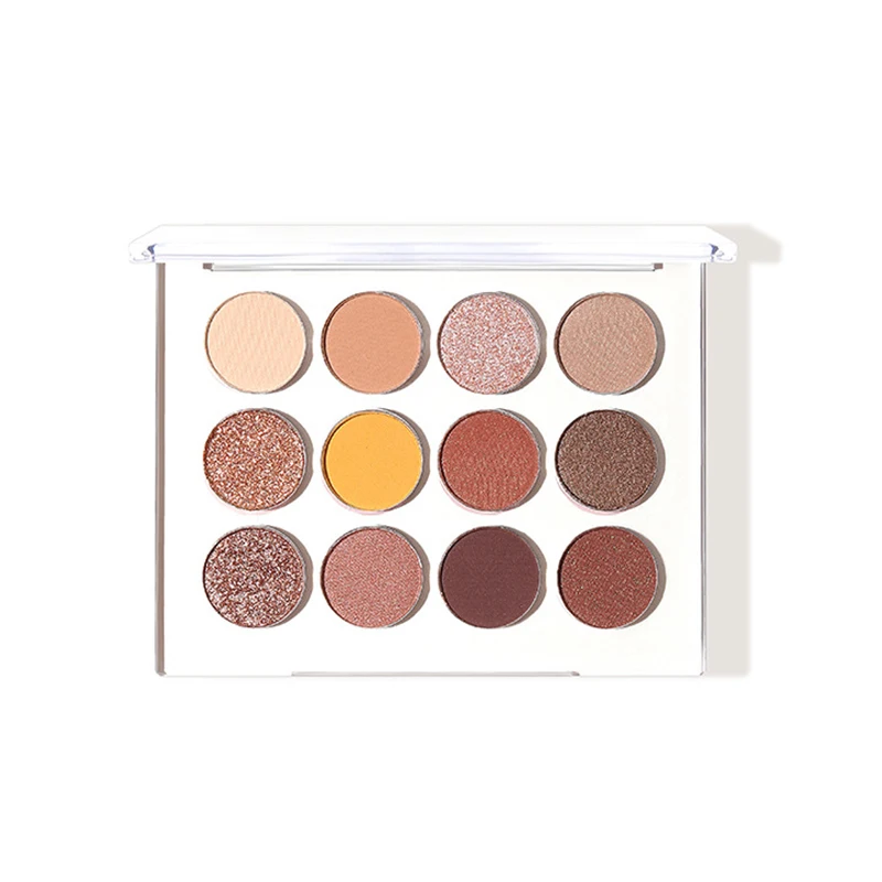 Private Label 12 Colors Acrylic Eyeshadow Palette Pearlescent Matte Earth Color Eyeshadow