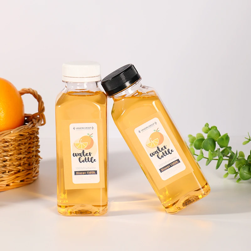 Manufacturer Small Moq Clear beverage Bpa-Free PET Food Grade Juice Plastic Bottle With Cap