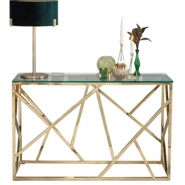 Interior decoration modern metal stainless steel console side table furniture