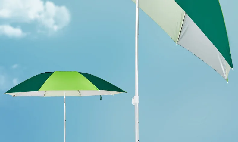 2m 2.2m Foldable Three Sections Outdoor Waterproof Green Blue Large Fishing Umbrella with Tilt Canopy