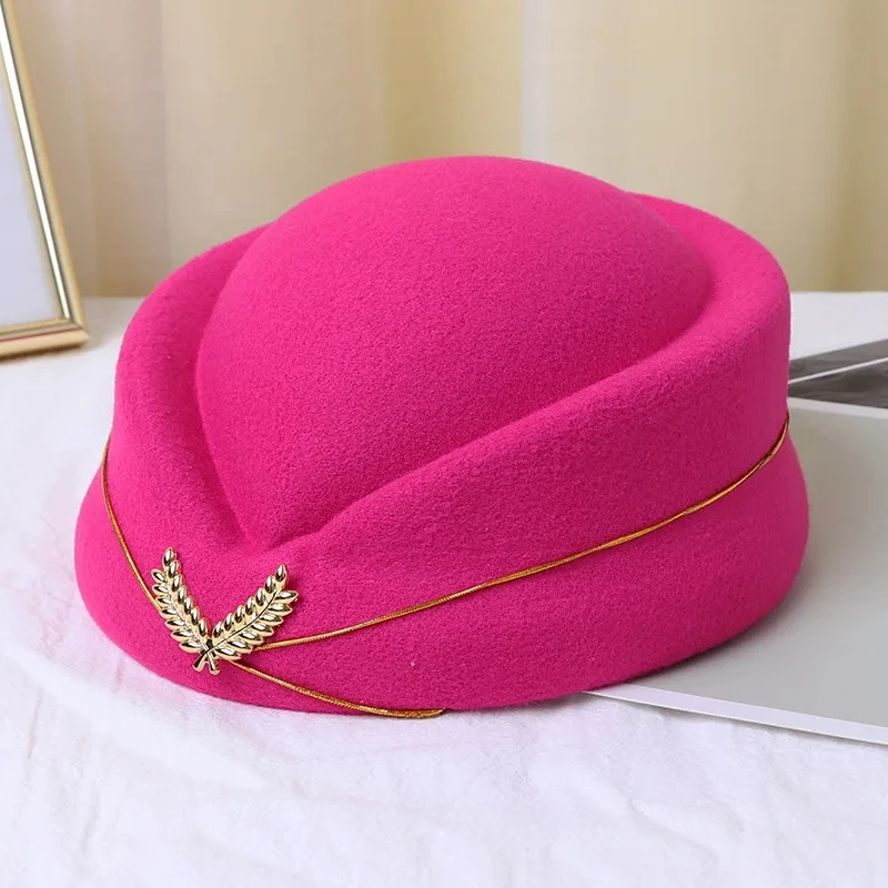 Fashion accessories wholesale distressed air plane flight fascinator stewardess etiquette hostess fedora felt attendant hat