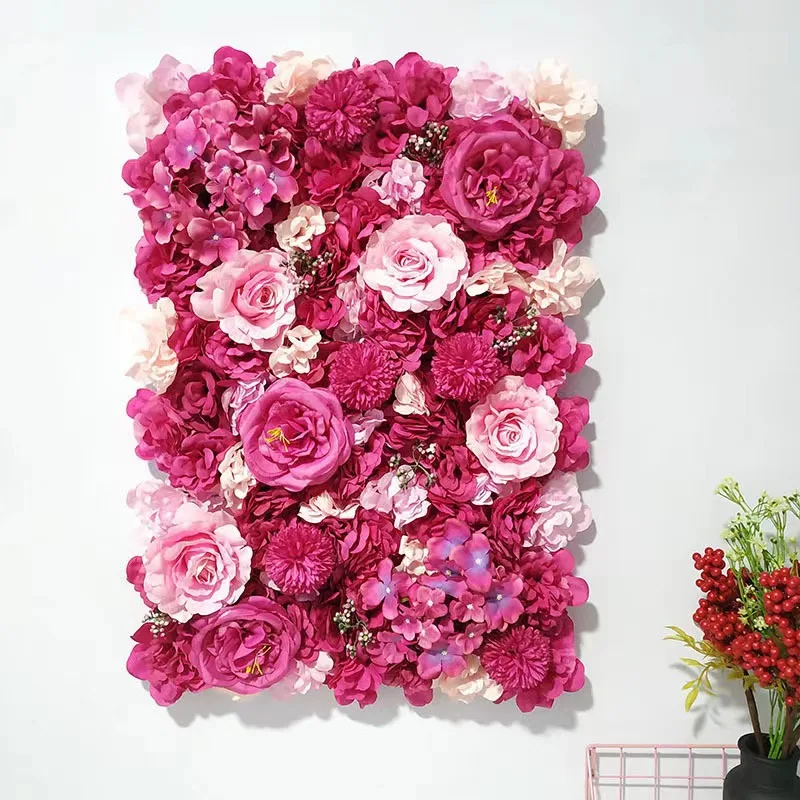 40*60cm High Quality Artificial Flower Wall Panels For Wedding Venue Decoration 3D Silk Flowers Black Flower Wall