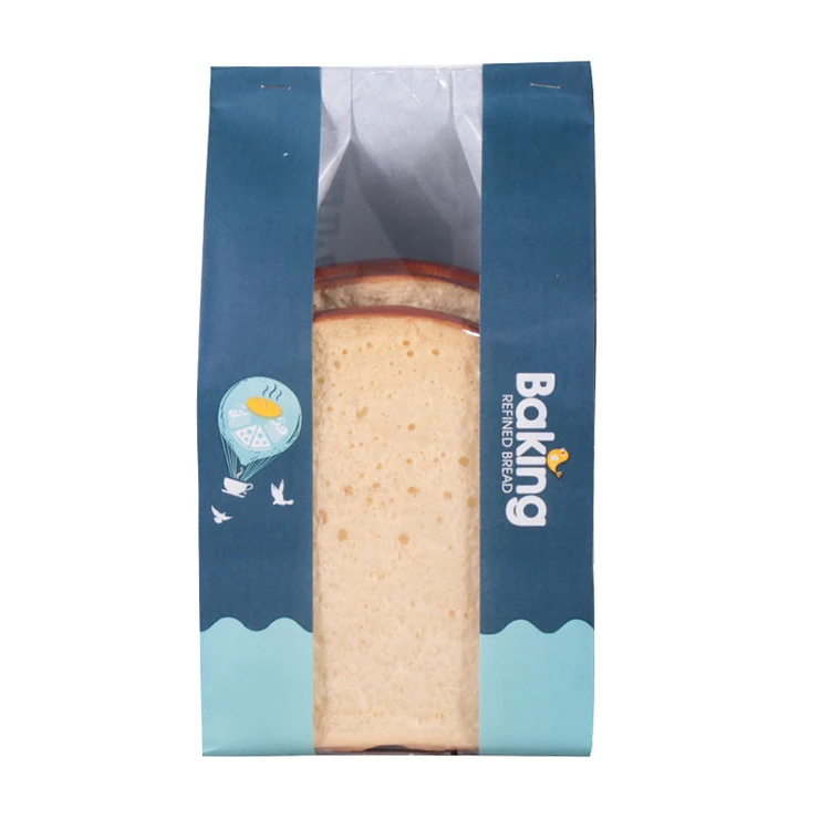 
Window Paper Bread Bag Packaging Bag Kraft Paper Self-Sealing Transparent Baking Toast Bag 