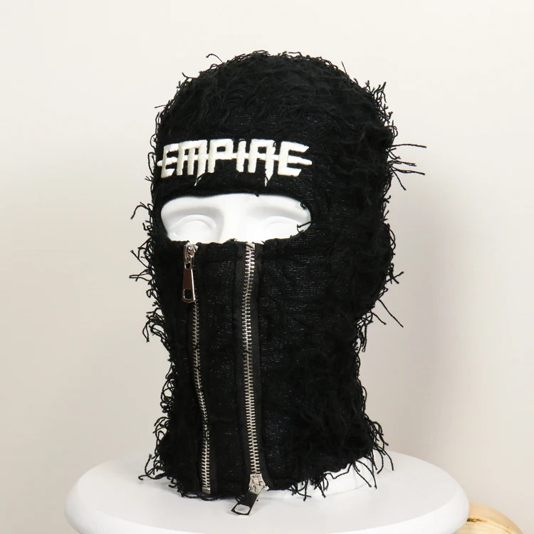 Wholesale Balaclava Custom Logo Distressed Ski Mask Balaclava Designer Winter Knit Full Face Cover