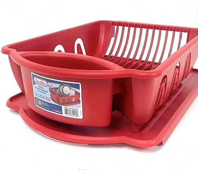 Environmental Protection Material Plastic Rectangle Drying Dish Rack With Cutlery Basket sink set