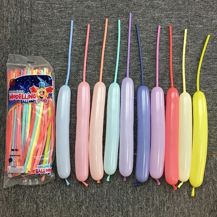 Bomballoon baby shower kids birthday balloon, 260 Macaron blue tiffany yellow long latex magic balloons