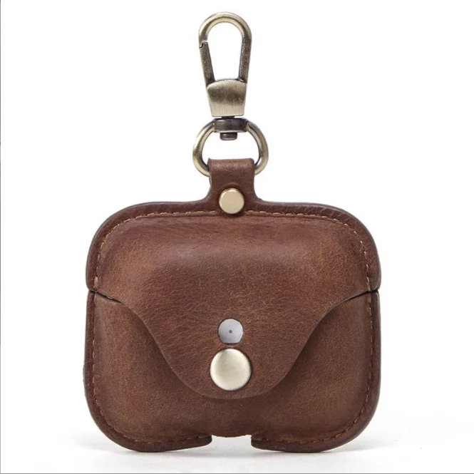 Crazy Horse Cowhide Leather Case For Airpods 3 Earphone Case Genuine Leather Generation Cases for AirPods Pro
