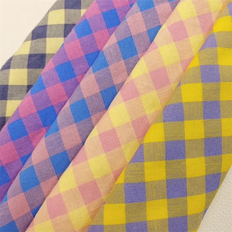 wholesale tartan dresses gingham uniform check fabric grid shirt blend poly cotton mixed yarn dyed shirt plaid fabric for man