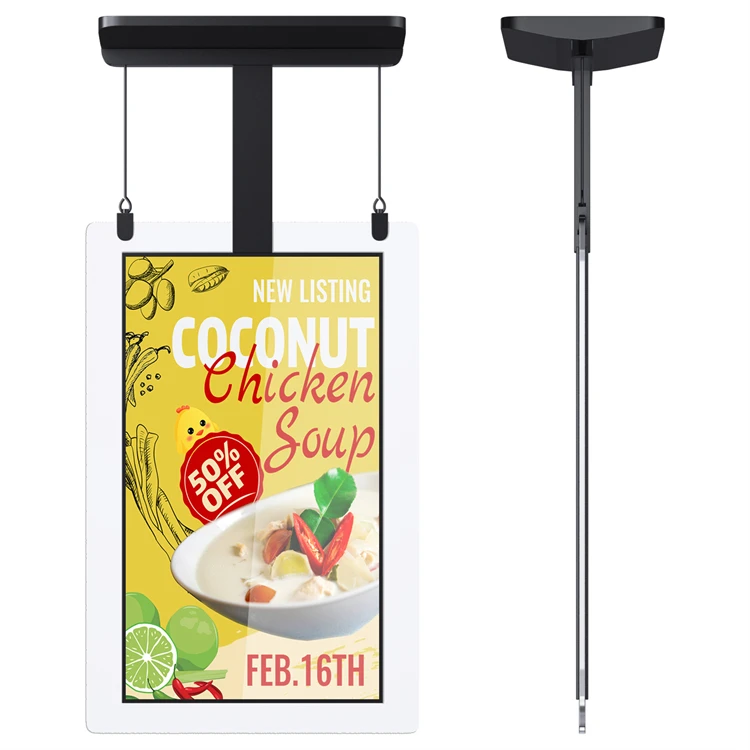 Shop Window hanging lcd player advertising digital screen kfc fast food cafe menu board display illuminated