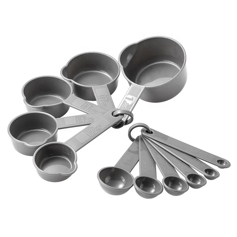 Professional 11-Pcs Black Plastic Kitchen Baking Accessories Durable 5 Measuring Cups and 6 Measuring Spoons Set for Home Use