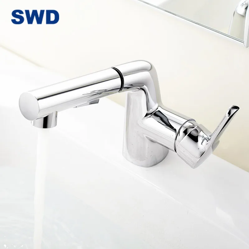 Bathroom Chrome Pull Out Press Zinc Brass Wash Basin Faucet Mixer Hot Cold Water Tap Faucets List