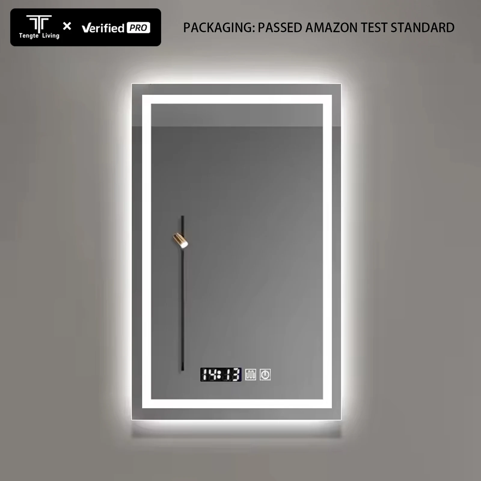 Smart Touch LED Bathroom Makeup Mirror Modern Wall-Mounted Multi-Function Bluetooth Music Three-Color Light Defog Time