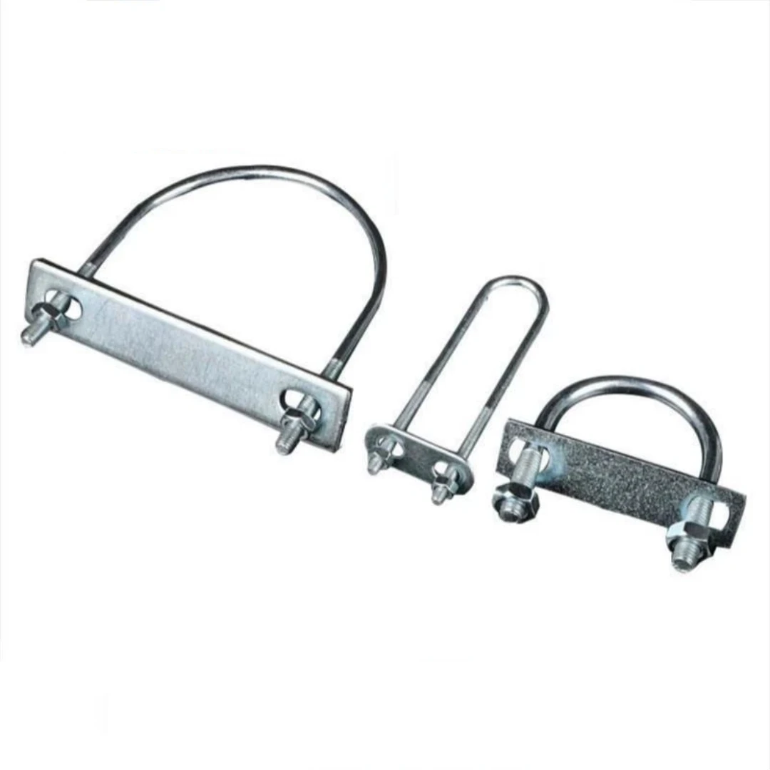 Two Holes 304 Stainless Steel carbon Steel U-shaped Clip Baffle Plate Clip Pipe Band Clamp For U-shaped Bolt