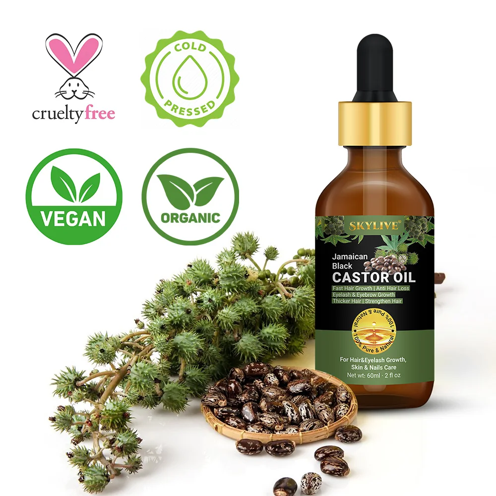 60ML  Hair Regrowth Oil Jamaican Black Caster Oil Hair Care Loss Treatment cold press castor For Hair Growth Serum Oil