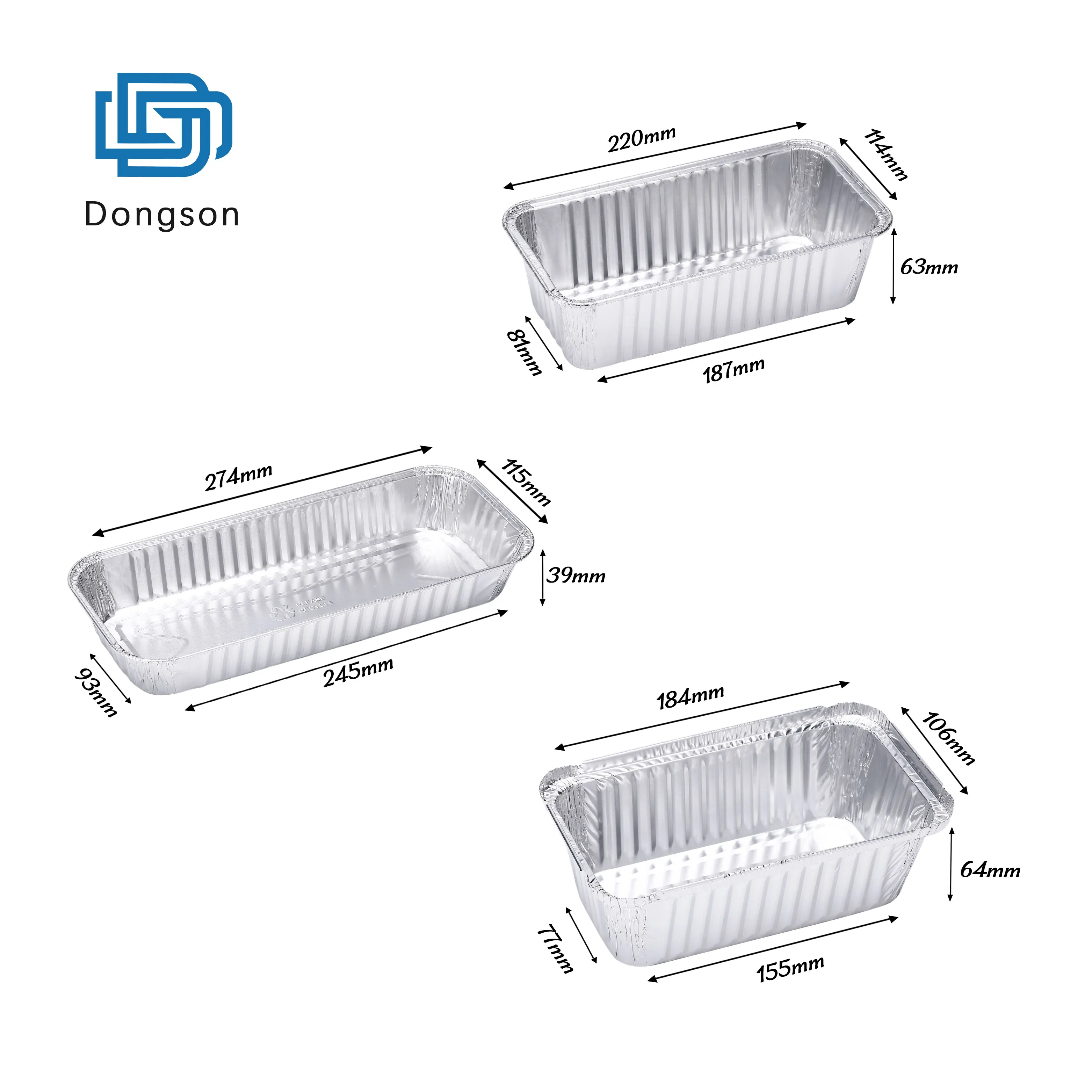 Wholesale custom rectangle silver 750ml food grade disposable lunch box takeaway food tray bbq baking aluminum foil containers